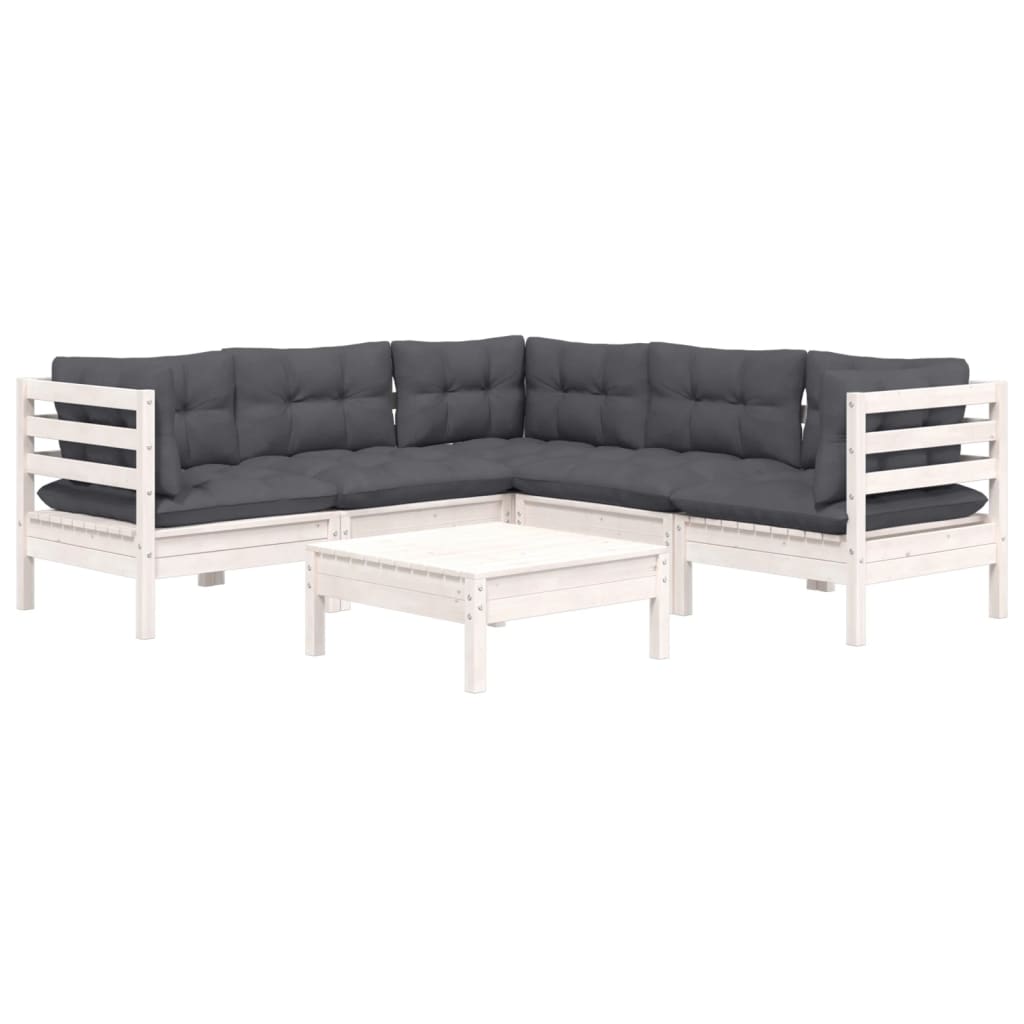 Vidaxl 6-Cz. Garden Lounge Set, With Cushions, White