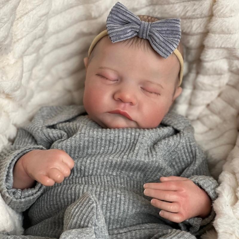 Realistic Reborns Newborn Baby 19Inch Sleeping Infant Doll Silicone/Cloth Body Baby with Clothes and Accessory Gift Set