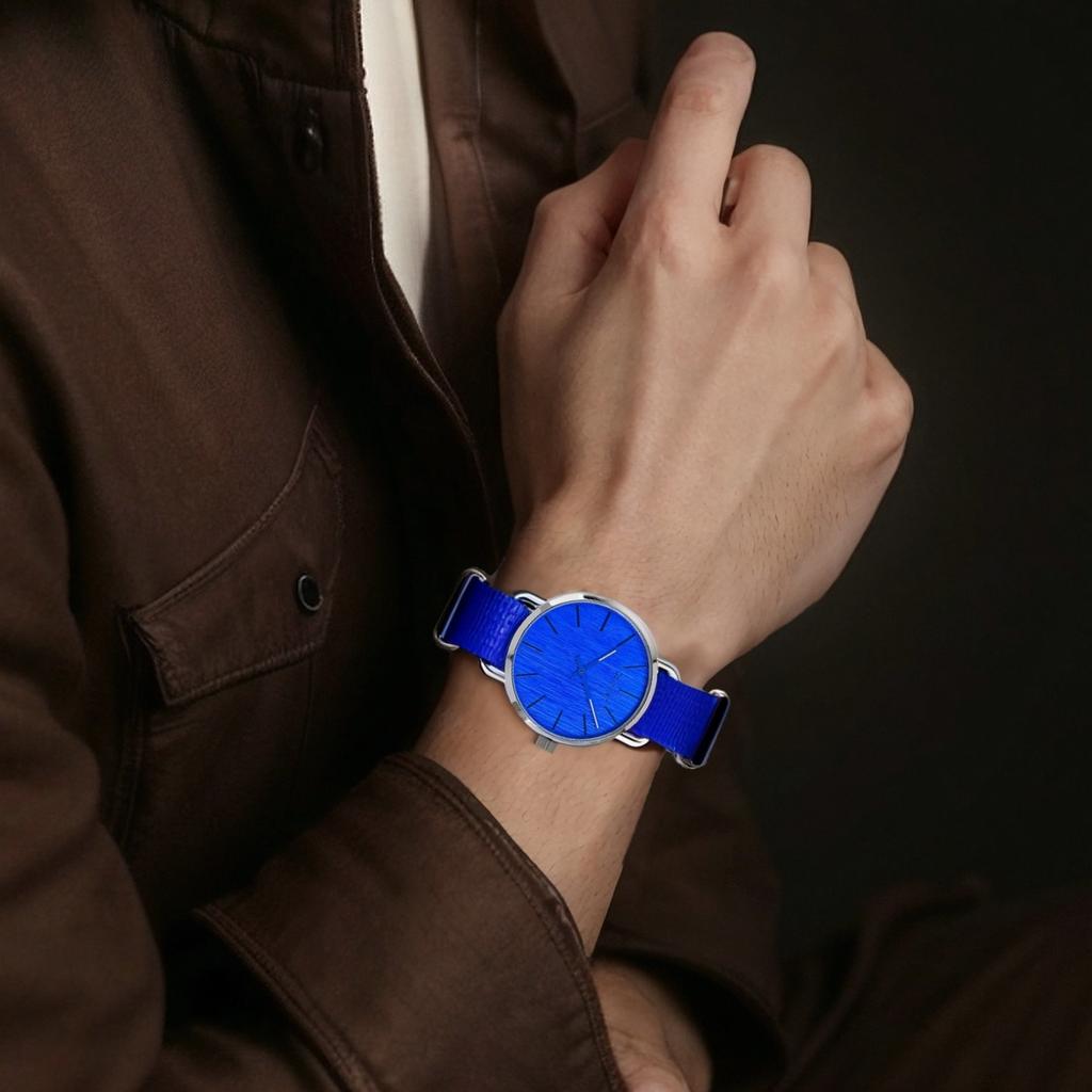 Calvin Klein Color Series Watch Quartz Movement Genuine Leather Strap 40Mm Blue Dial Men watches K7B211VN