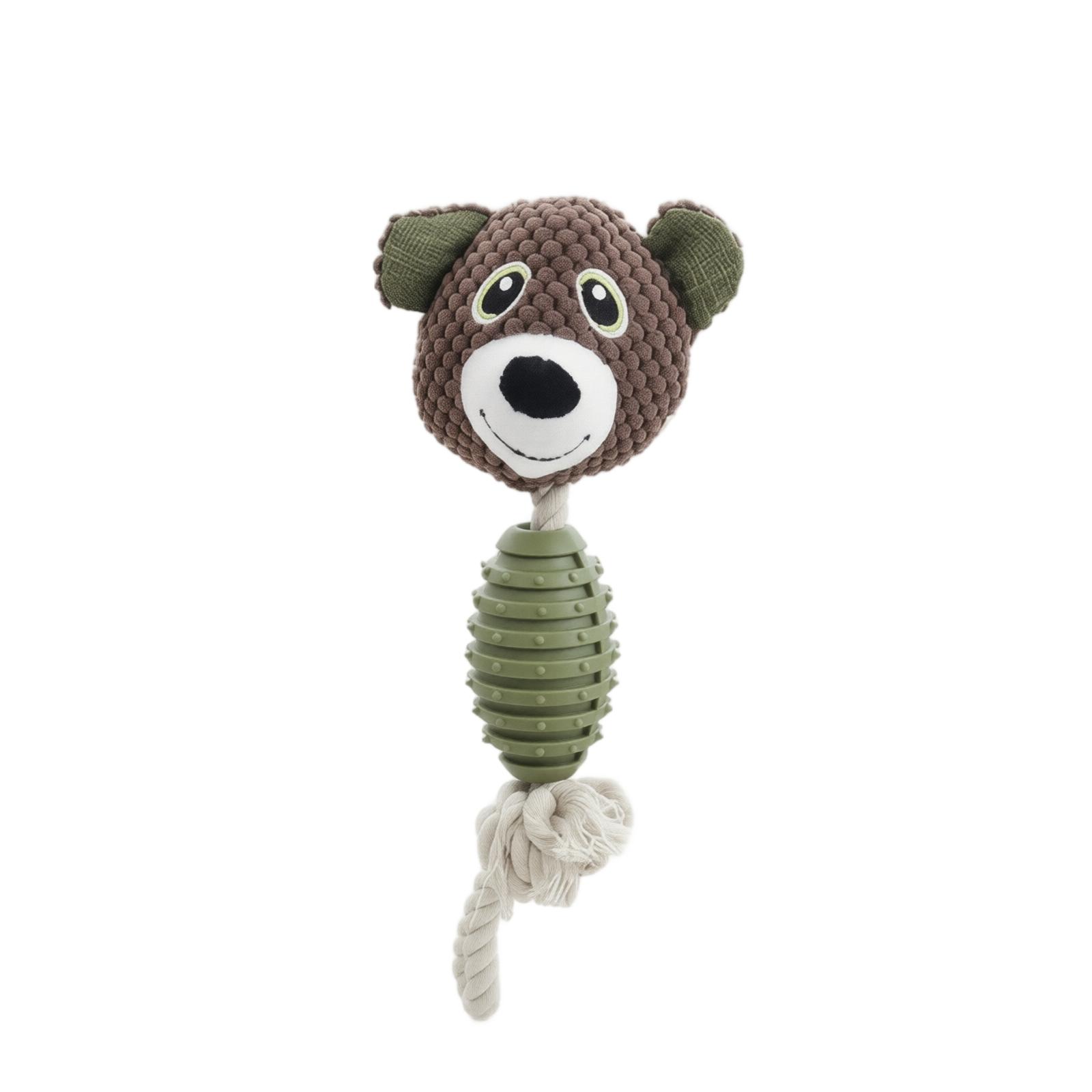 Dog Chew Toy Durable TPR Rubber Rope Plush Squeaky Interactive Throwing Knot for Teeth Cleaning and Playtime One Size