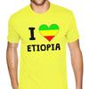 Black I Love Heart Ethiopia Flag Shirt Men Women Custom Printing Gothic Style Anime Tshirt Pure Cotton Round Neck Tee Shirt