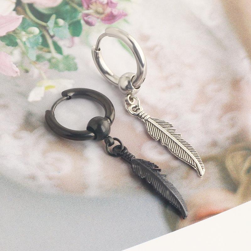 Black Series Titanium Steel Punk Style Earrings - Unisex, Korean Fashion, Unique Design
