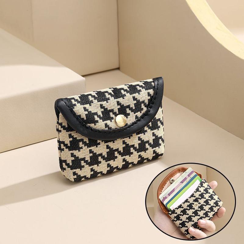 Mini Square Plaid Canvas Lipstick Makeup Bag Plaid Coin Wallet Large Capacity Storage Bag