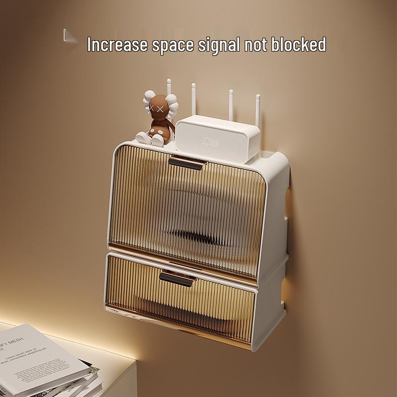 Wall-Mounted Multi-Functional Storage Box for WiFi Router, Power Strip, and Cable Management