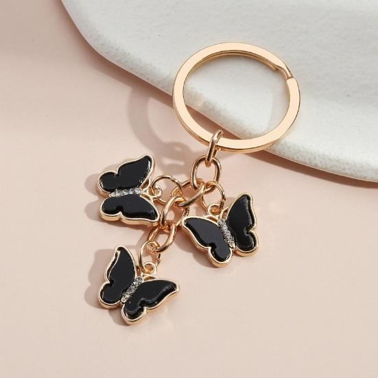 Key Chain Butterfly Charms Tassel Stainless Exquisite Shoulder Bag Schoolbag Decoration Hanging Pendant Smooth Car Key Keyring Purse Bag Accessories