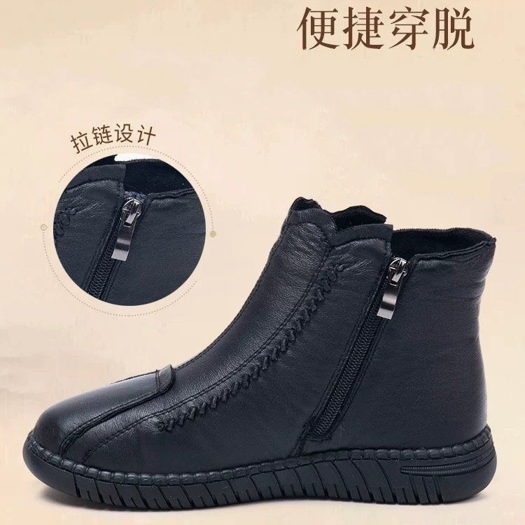 2025 autumn and winter mother cotton shoes Beijing cloth shoes women's velvet thickened cotton boots non-slip soft-soled elderly mother shoes