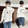 Boys' Trendy Hip-Hop Sweatshirt 2025: Autumn Style, Long-Sleeve Fake Two-Piece for Small and Medium Kids