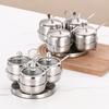 3/4Pcs with Lid Rotating Seasoning Jars Set 304 Stainless Steel Kitchen Spice Container  Gadget