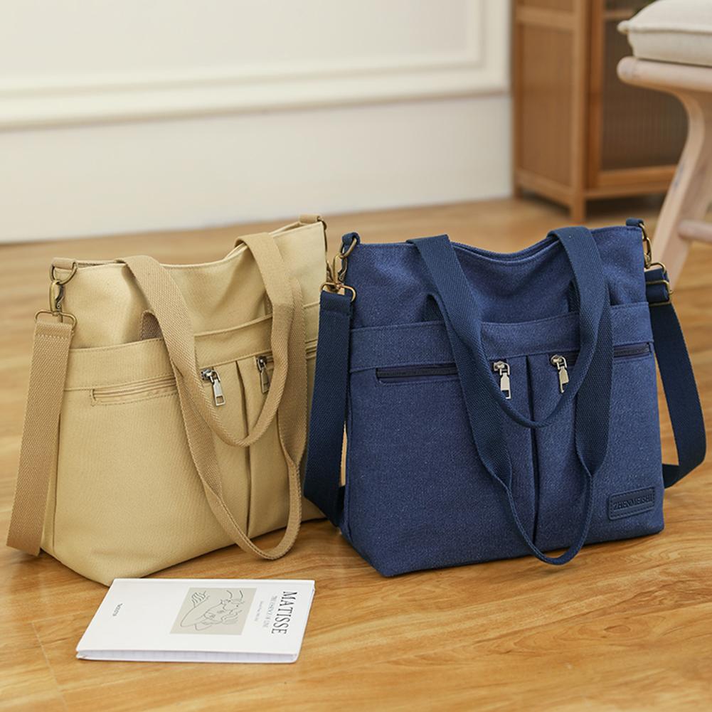 

Холщовые сумки-мессенджеры, многофункциональные сумки с верхней ручкой, модные повседневные однотонные сумки большой вместимости, портативные для выходных и отпуска