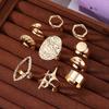 10Pcs/Set Fashion Metal Lava Lines Star Rings Set For Women Exaggerated Gold Color Geometric Smooth Chunky Ring Jewelry