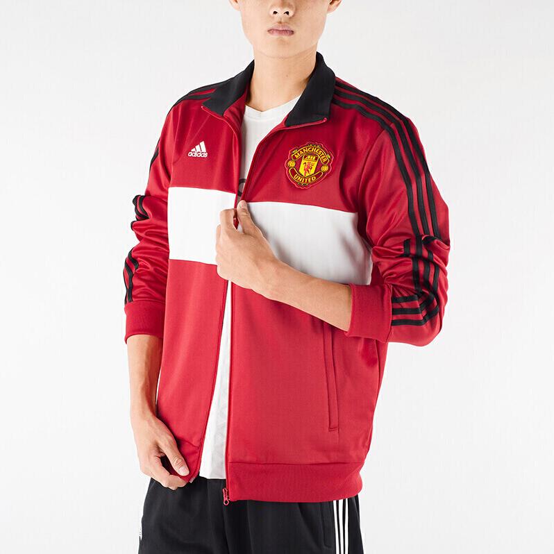 adidas Logo Print Stand Collar Zip Jacket Men Outerwear Red BQ2232