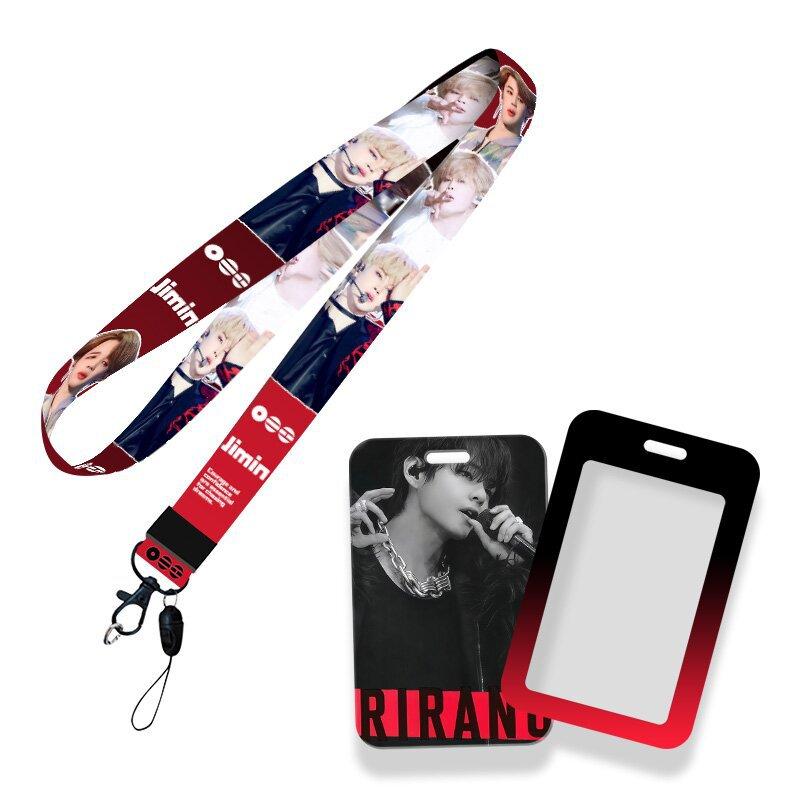 Kpop Idol BTS World Tour ARIRANG Lanyard and Card Holder Set, Printed Neck Strap with ID Badge Sleeve Photocard Protector for ARMY