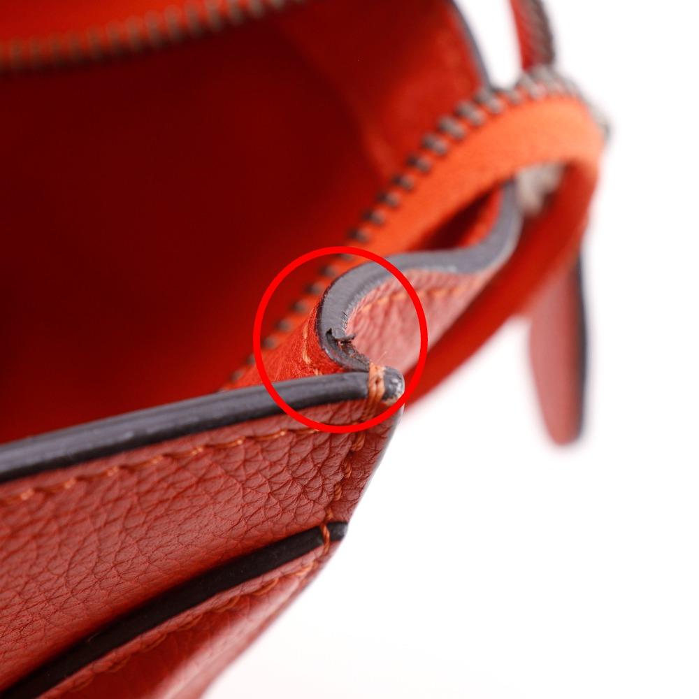 Celine Luggage Handbag Micro Shopper Red/Orange Leather Women Used