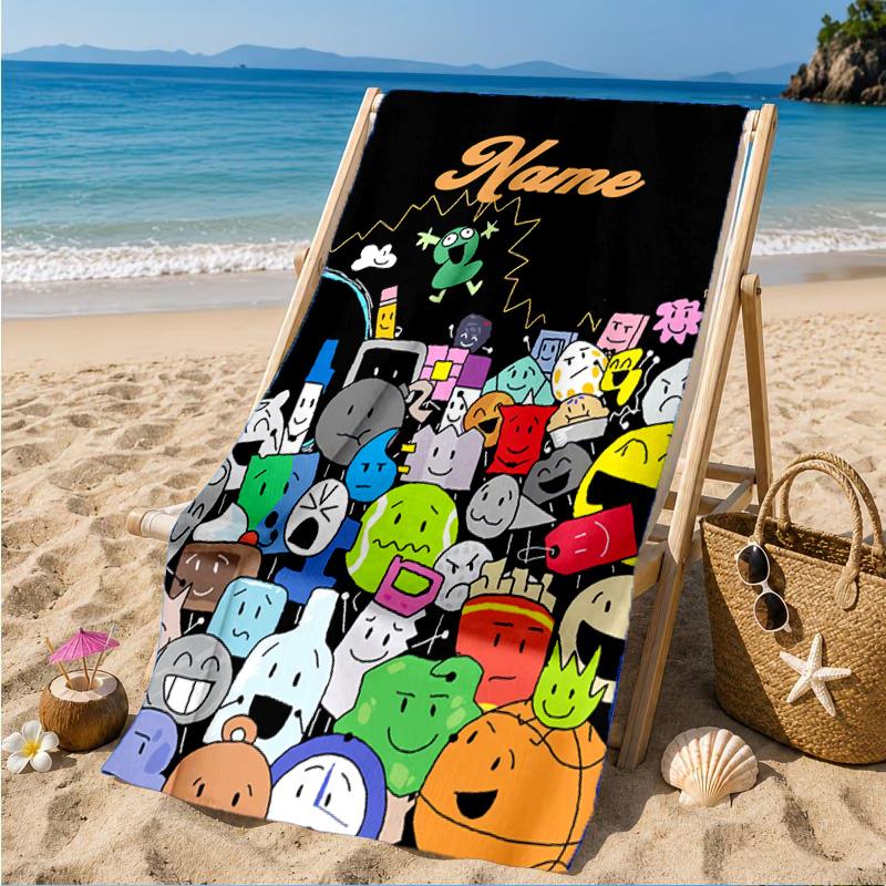 Custom Name Cartoon Dream Island Beach Towel Microfiber Beach Towel, Lightweight and Quick-Dry, for Summer Travel, Swimming Pool Gift
