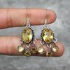 Vintage Round Inlaid Yellow Stone Earrings Geometric Creativity Silver Color Dangle Women's Earrings Jewelry