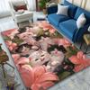 Large Cat-Themed Non-Slip Area Rug - Soft Crystal Velvet, Easy-Care Polyester Carpet with Adorable Kitten & Floral Design for Li