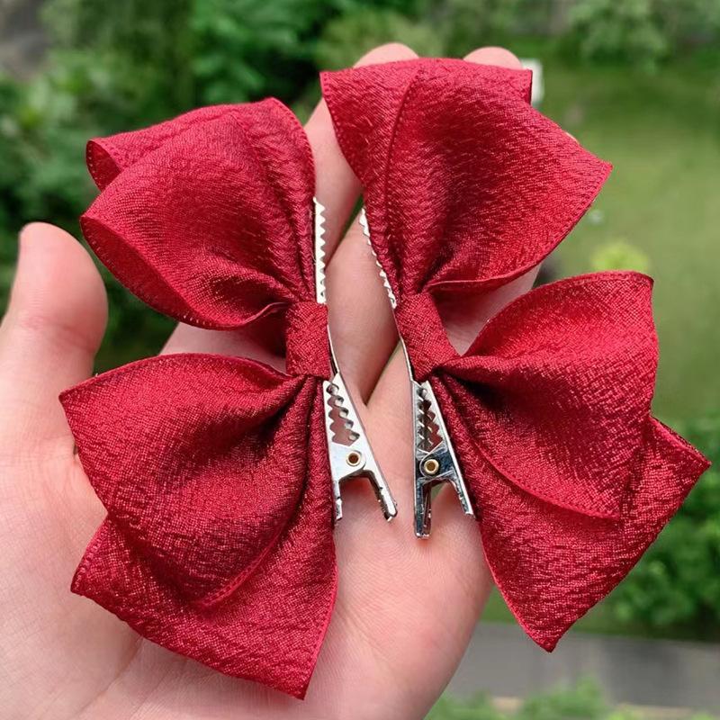 2PCS New Lovely Princess Black Red Bow Girls Hairpins Children Headwear Hairgrip Hair Clips Barrettes Hair Accessories