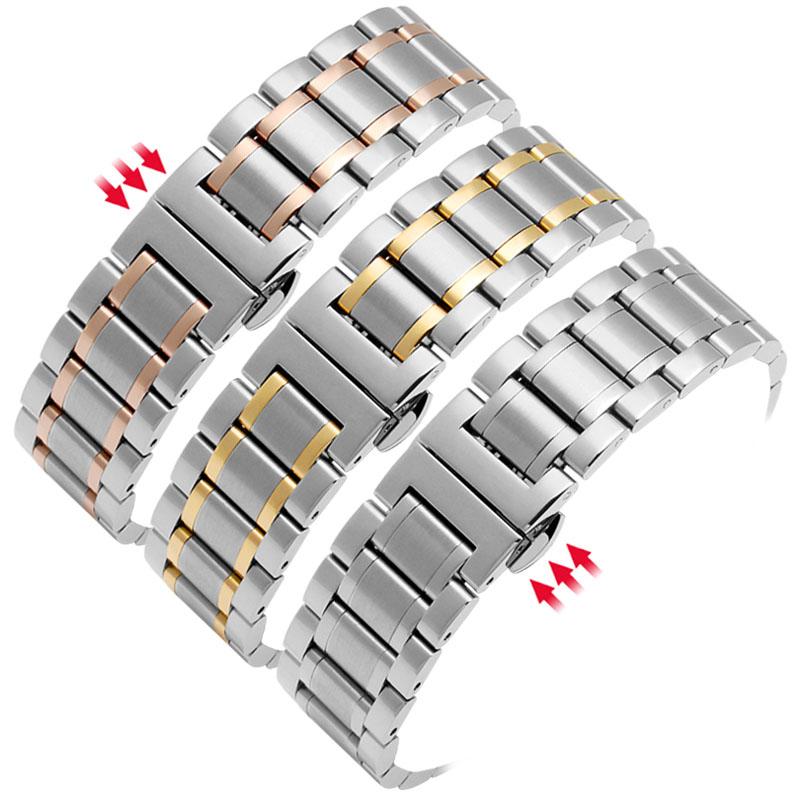 Watch Bracelet For Any Brand Wristband Stainless Steel 14 15 16 17 18 19 20 21 22 23 24mm with Curved Strap Accessories Bands
