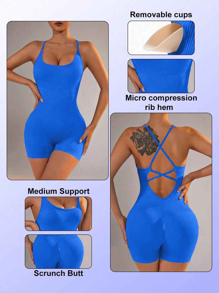 Women's Nude Feel Backless Yoga Jumpsuit - Spring/Summer Fit