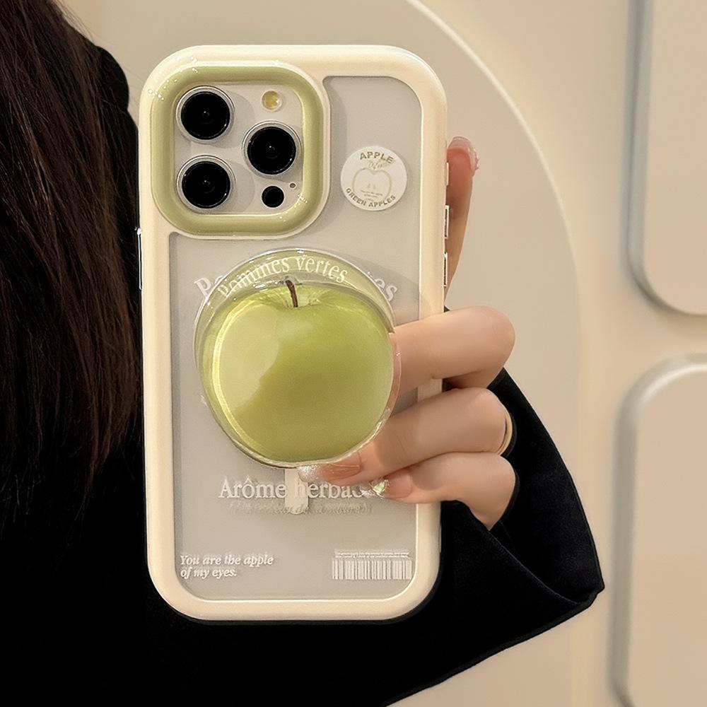 Green Apple Magnetic Suction Bracket 16 for iPhone17ProMax Apple 15 Mobile Phone Case 13 Pink Peach Acrylic