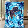 Surfing Dinosaur Wave Theme Blanket Lightweight Warm Flannel Blanket Decorative Throw Blanket for Home Decoration
