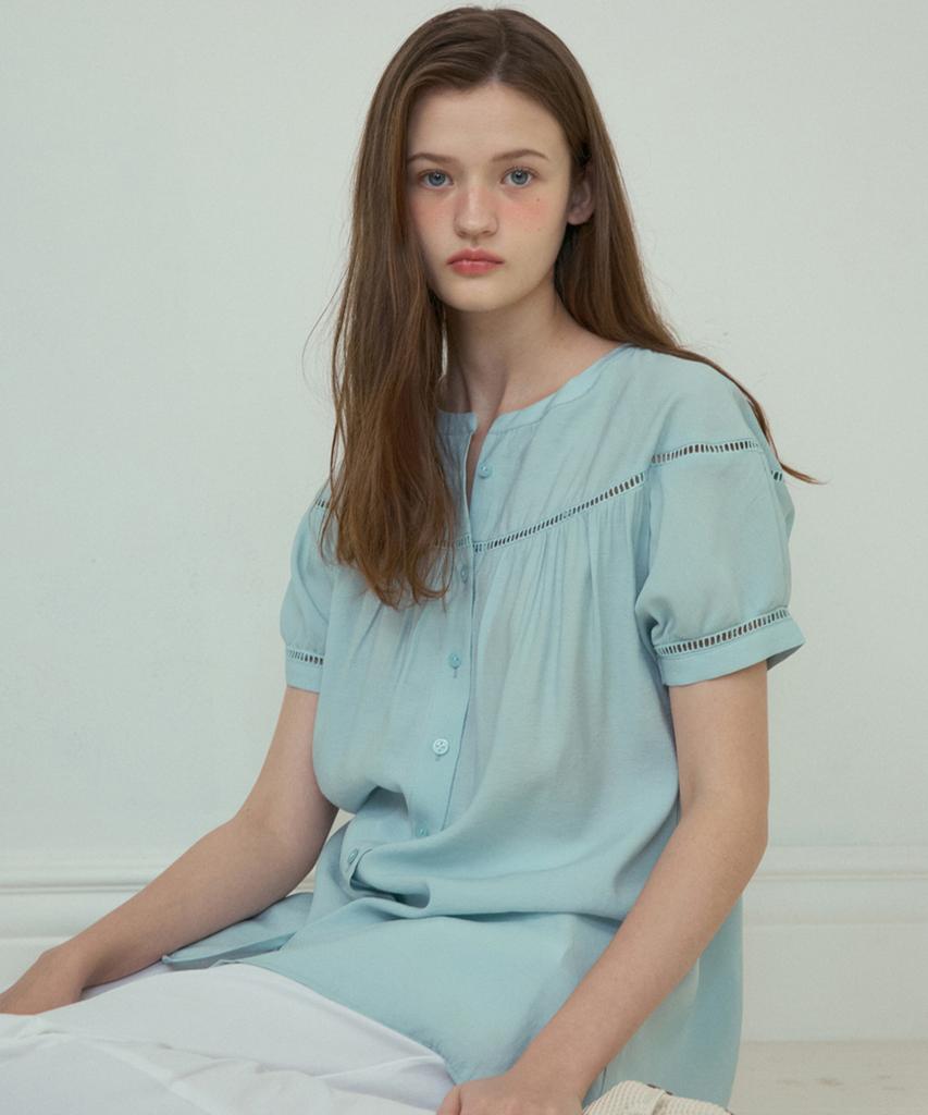 Aueonoseuteljia Boho Lace Mini Blouse_Ash Blue(O25-Bl03)