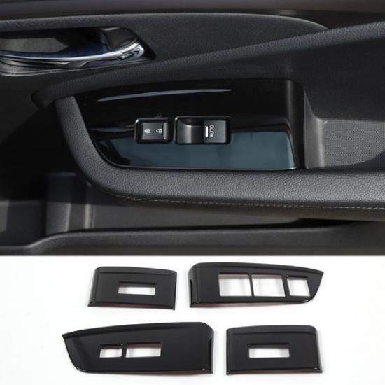 Glossy Black Window Lift Button Trim Frame Cover For Honda Pilot 2015-