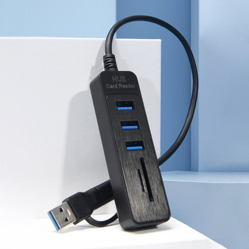 Multiple Port USB3.0 Hubs Featuring SDTF Card Slots 2 USB2.0 Port Data Transfer Adapters For Computer Tablets