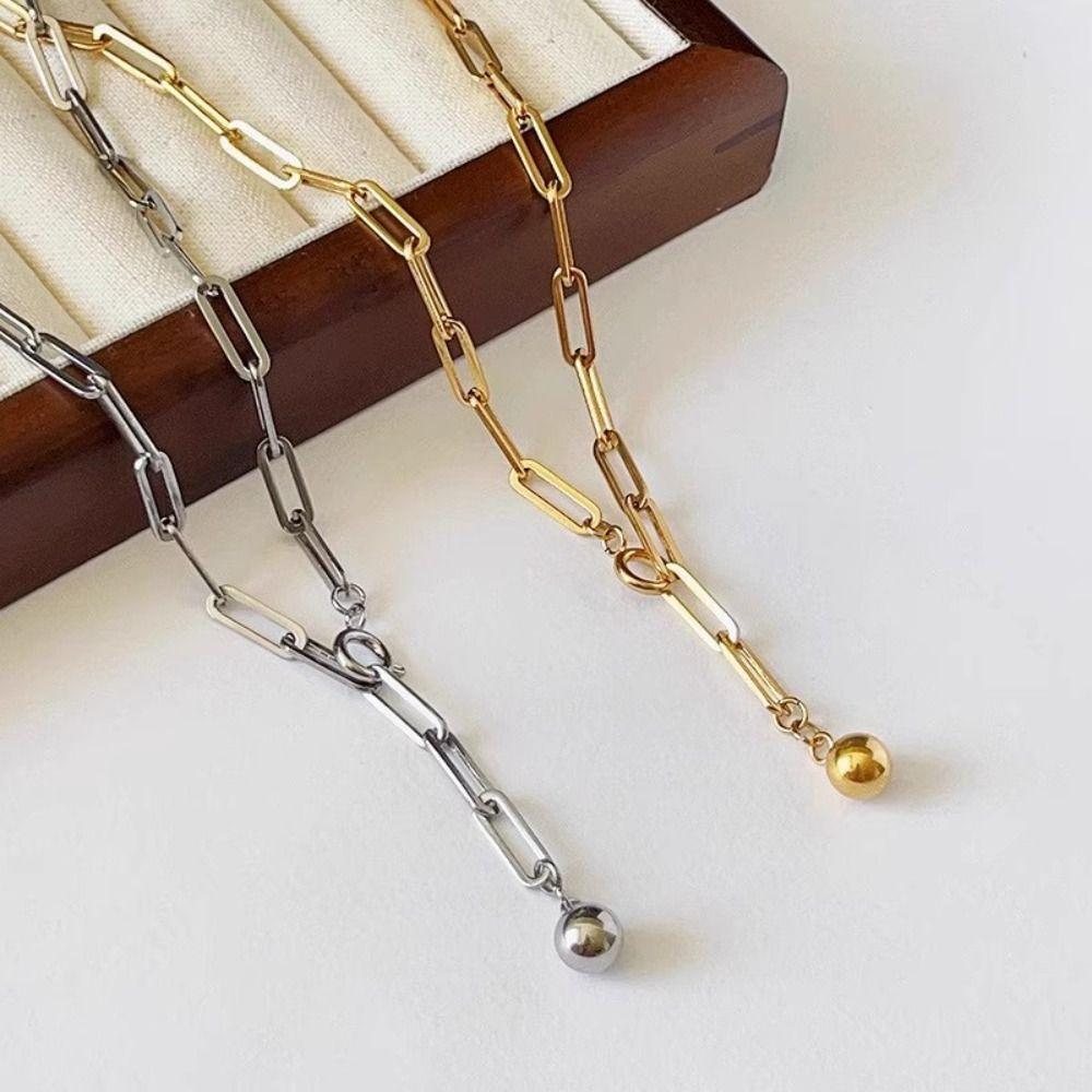 Adjustable Paperclip Necklace Exquisite Sweater Chain Necklace  Women's Jewelry