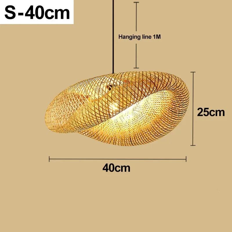 Led Pendant Lamp Ceiling Chandelier Bamboo Weaving Lights for Living Room Dining Handmade Modern Art Rattan Lampshade Restaurant