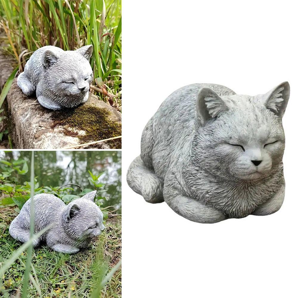 New Outdoor Garden Lawn Art Garden Cat Statue Durable Resin Animal Statue Home Decor Crafts Resin Sculpture