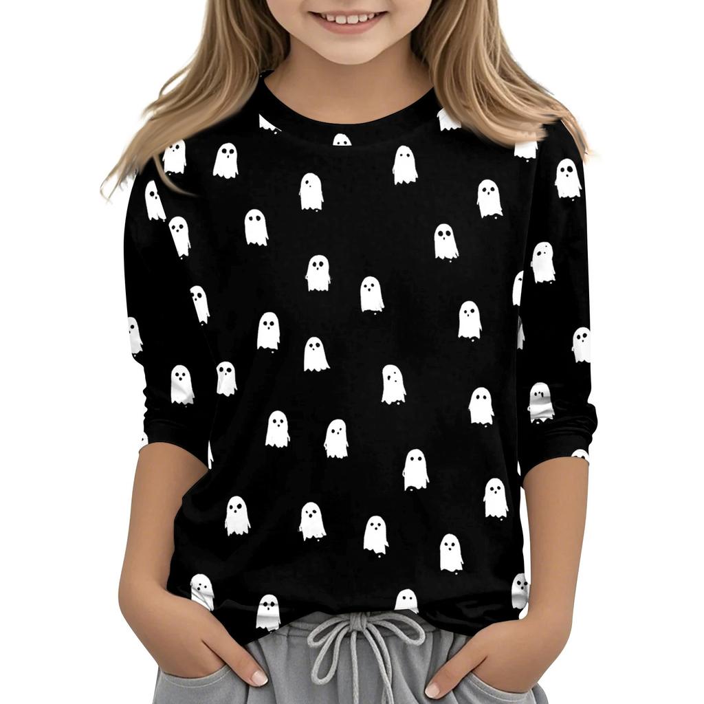 Children's 3/4 Sleeves Printed O-neck Top Everyday Casual T-shirt