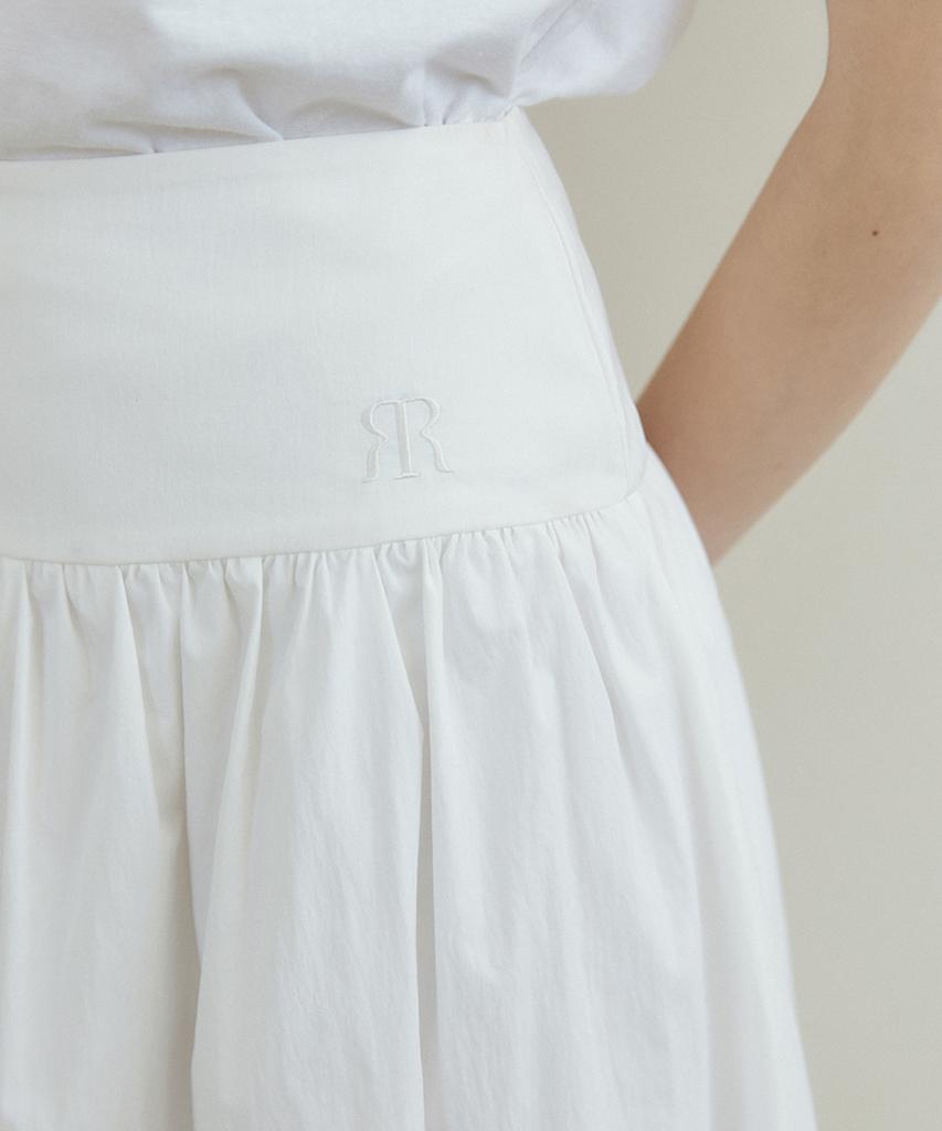Riorg Fra Tiered Cotton Flare Long Skirt White