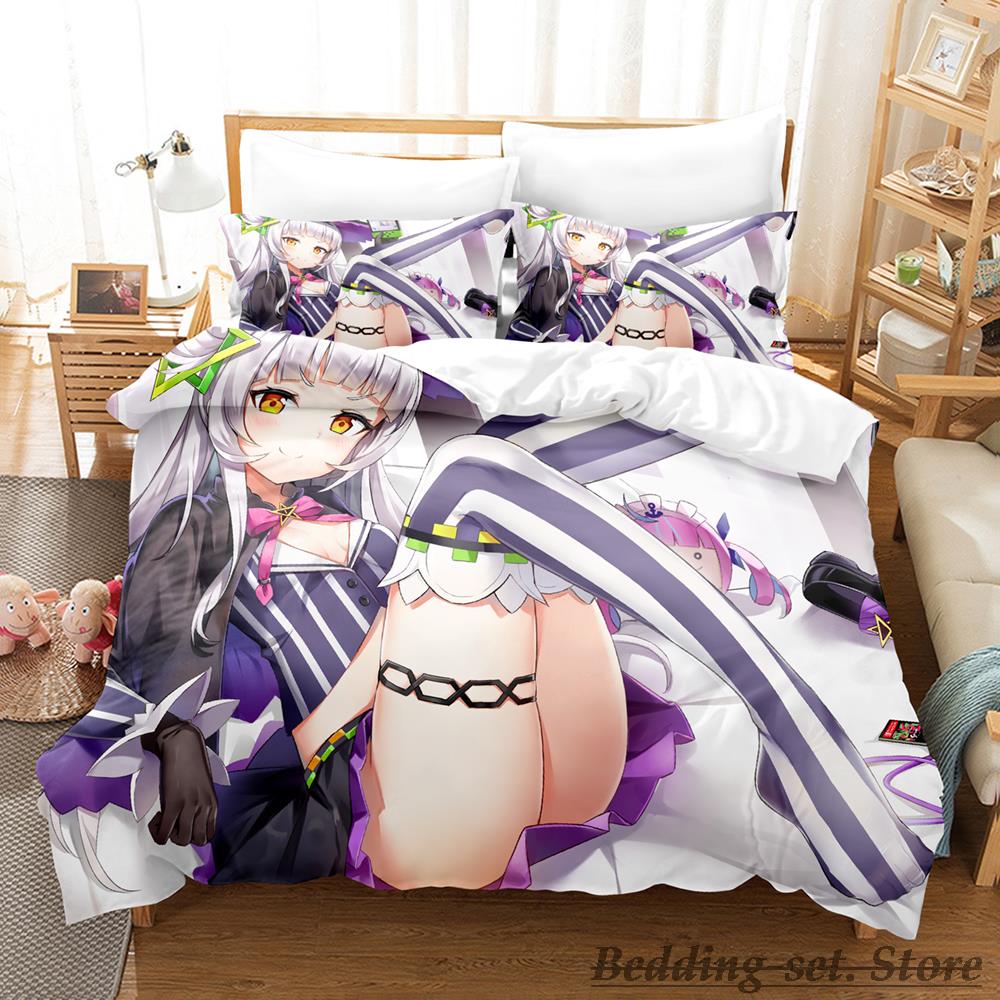 New Murasaki Shion Bedding Set Single Twin Full Queen King Size Bed Set Adult Kid Bedroom Duvet Cover Sets Anime Kawaii Girl Bed