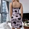 Summer New Women's Nightgown Beauty Back Thin Section Of Home Wear Sexy Halter Short Skirt Love Cartoon Cute Printing Pajamas