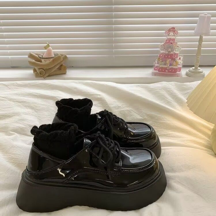Platform Mary Jane small leather shoes women's British style 2025 spring new Japanese round head thick heel with skirt single shoes