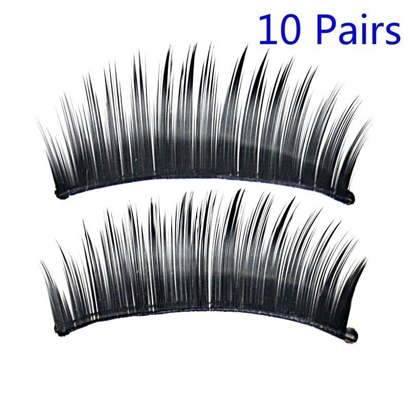 10 Pairs Long Cross False Eyelashes Makeup Natural Fake Thick Black Eye Lashes
