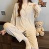 Plaid Long Sleeve Pajama Set with Pants – Spring & Autumn Style, Comfortable Home or Dorm Wear, Suitable for Outdoor Use