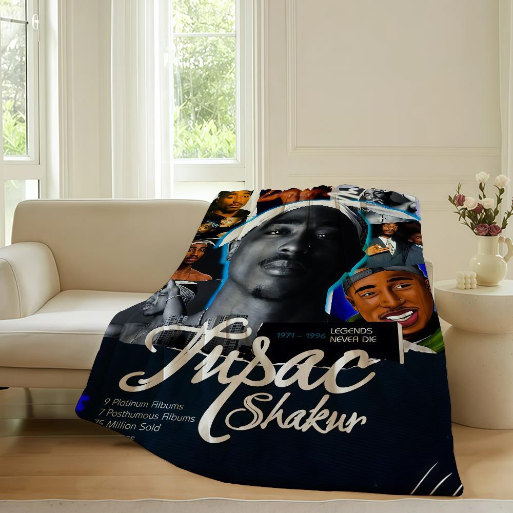 

American rapper Tupac Blanket For Sofa Office Bed Plane Travel Sleep Read Relax Camping Soft And Warm 75x90cm