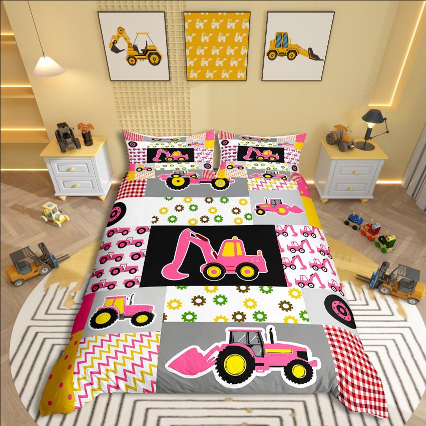 Comforter Homewish Cartoon Truck Car Theme For Kids Bedding Setgeometric Plaid Decor