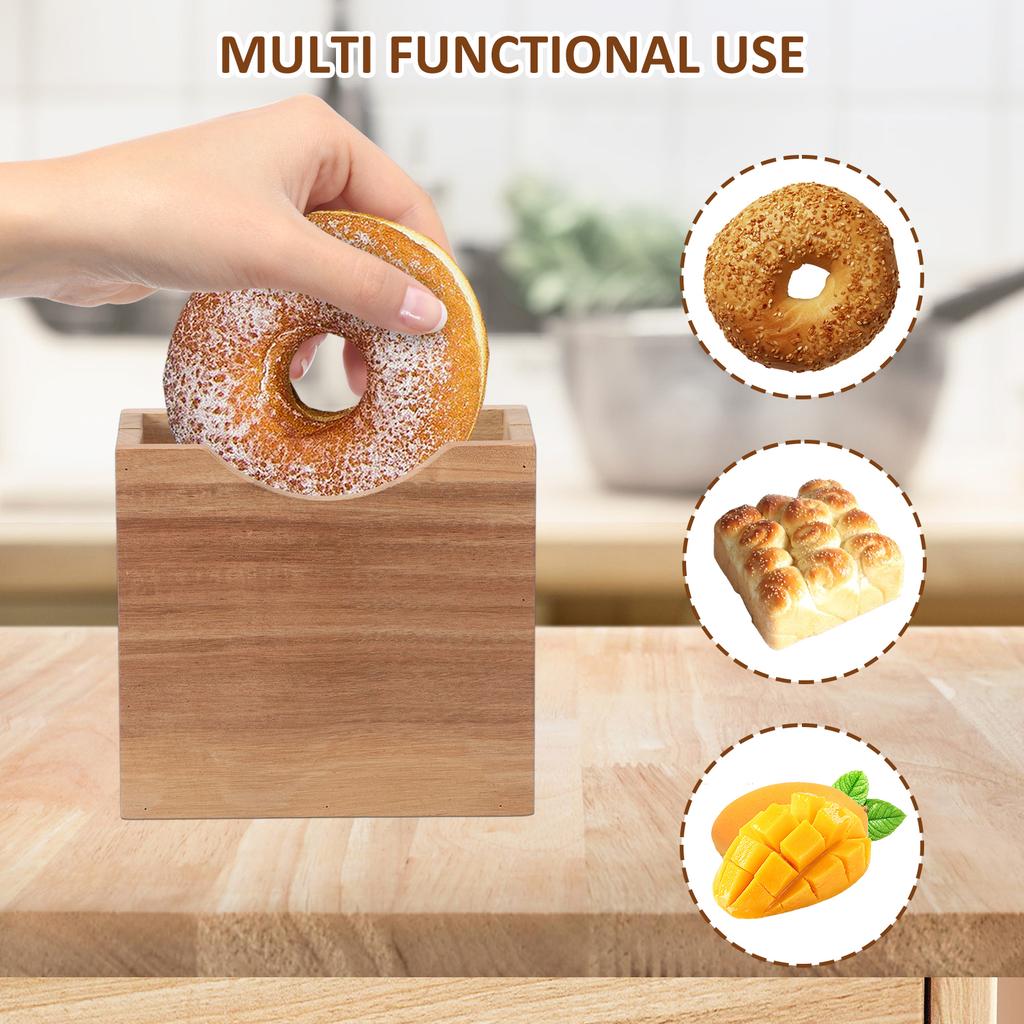 Bagel Slicer Long Lasting Wood Bagel Cutter Holder with Smooth Surface Multifunctional Bread Slicer for Home Kitchen Baking
