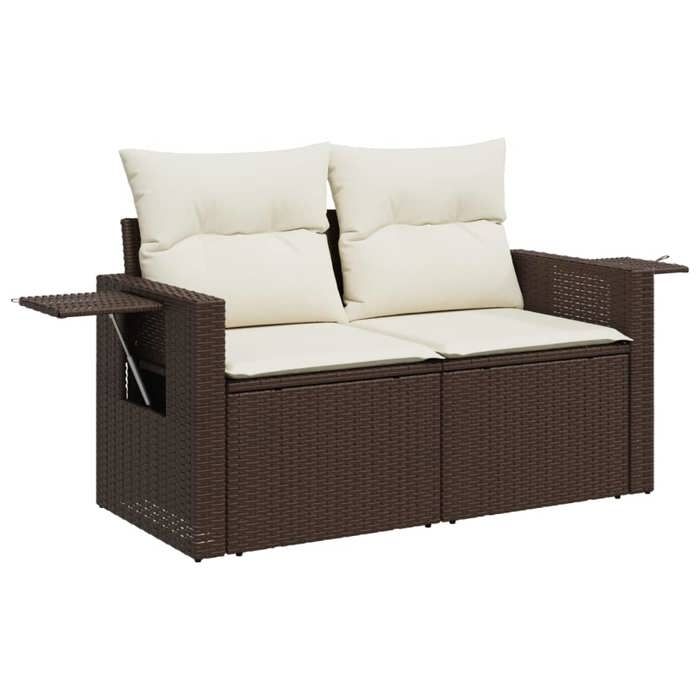 VidaXL Garden Sofa with Cushions 2-Seater, Seat with Backrest, Patio Furniture Backyard Terrace Outdoor, Brown 366221
