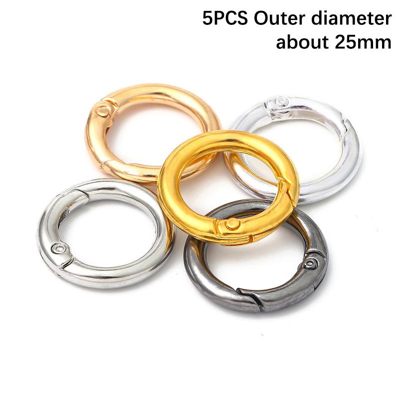 5Pcs Alloy Spring Openable Keyring Round Spring Snap Hooks Carabiner Keychain Snap Ring Carabiner Diy Keychain Making Supplies