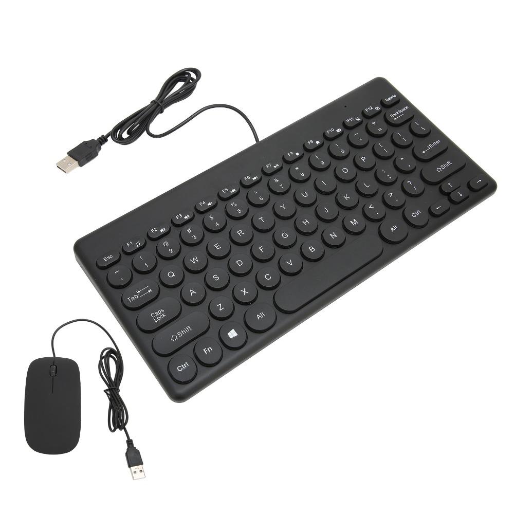 Round Keycap Wired Keyboard Silent USB Keyboard Mouse Keyboard Mouse Combo Computer Accessories