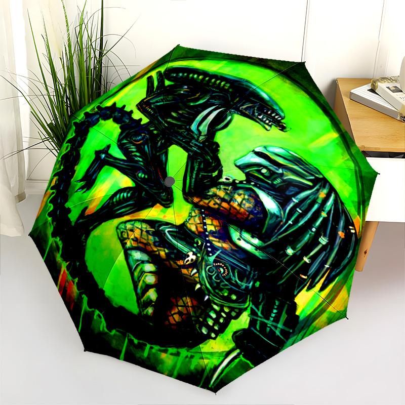 Alien Predator Duel Folding Umbrella 8 Paraphenoid Bones Umbrella Umbrella Printing Gift