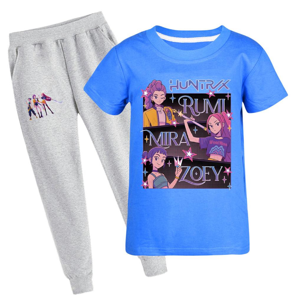 Children's Summer Sports T-shirt And Pants Two-piece Sportswear Set Short-sleeved Printed Clothing Suit