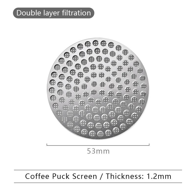 51/53/58mm Opakovaně použitelný sítko na kávový puk 304 Nerezová ocel Dvouvrstvý kávový filtr Jemná síťka Profesionální espresso příslušenství
