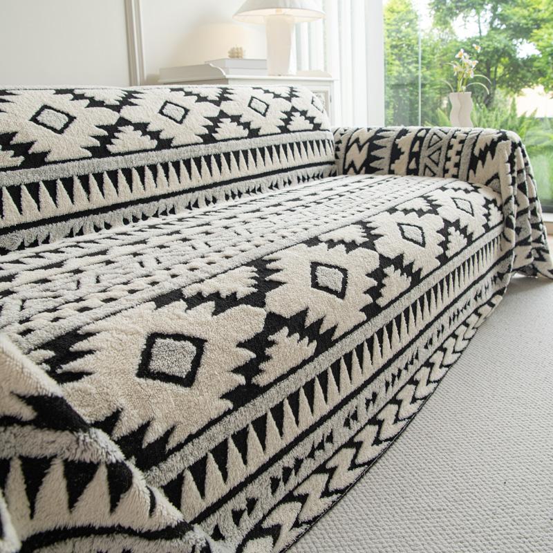 

1 шт.-Богемный стиль Диванное полотенце, Подушка, Подлокотник, Спинка Интегрированный чехол для дивана, Простое двухцветное диванное полотенце 180*180cm белый