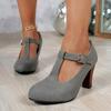 New Style High-heeled Women's Round-toe Thick-soled Shoes in Large Size