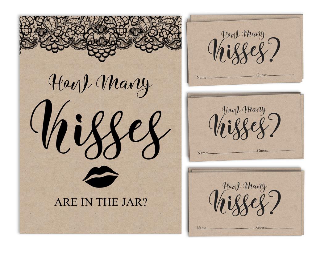 Inkdotpot How Many Kisses In The Jar White Victorian Black Lace Kraft Bridal Shower Game 1 Sign   30
